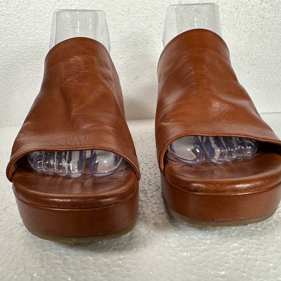 Miz Mooz Gwen Leather Platform Slip On Sandals Women's 41 / 11 Brown 2.5" Heel - Picture 6 of 13